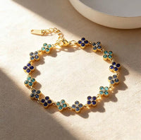 Bracciale fiori di zircone – Blu & Acqua