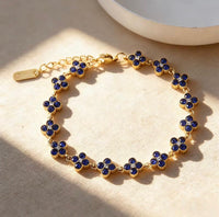 Bracciale fiori di zircone – Blu Zaffiro