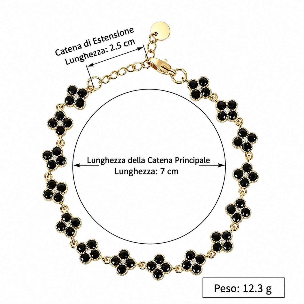 Bracciale Fiori di Zircone — Placcato Oro 18K