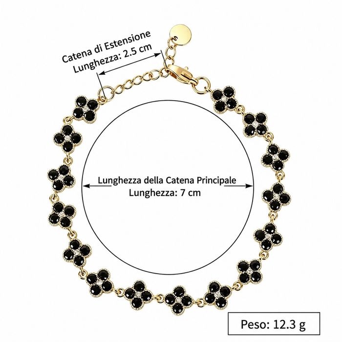 Bracciale Fiori di Zircone — Placcato Oro 18K