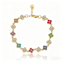 Bracciale fiori di zircone – Multicolor Bianco