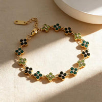 Bracciale fiori di zircone – Verde & Nero