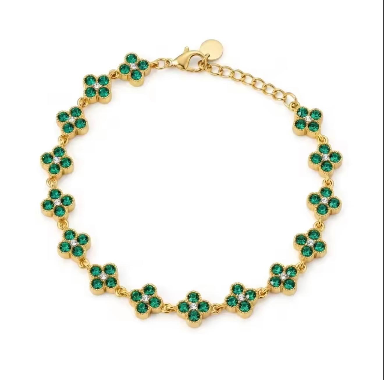 Bracciale Fiori di Zircone — Placcato Oro 18K